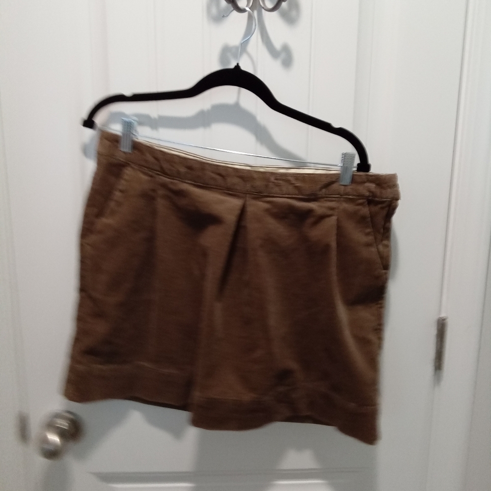 Lands' End Canvas Size 14 Vintage Brown Corduroy Pleated Mini Skirt (198…